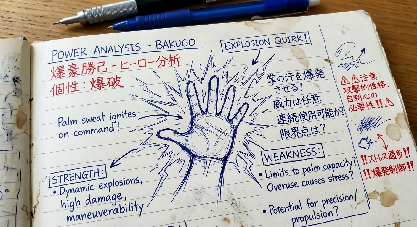 Bakugo Explosion Quirk Notebook Entry