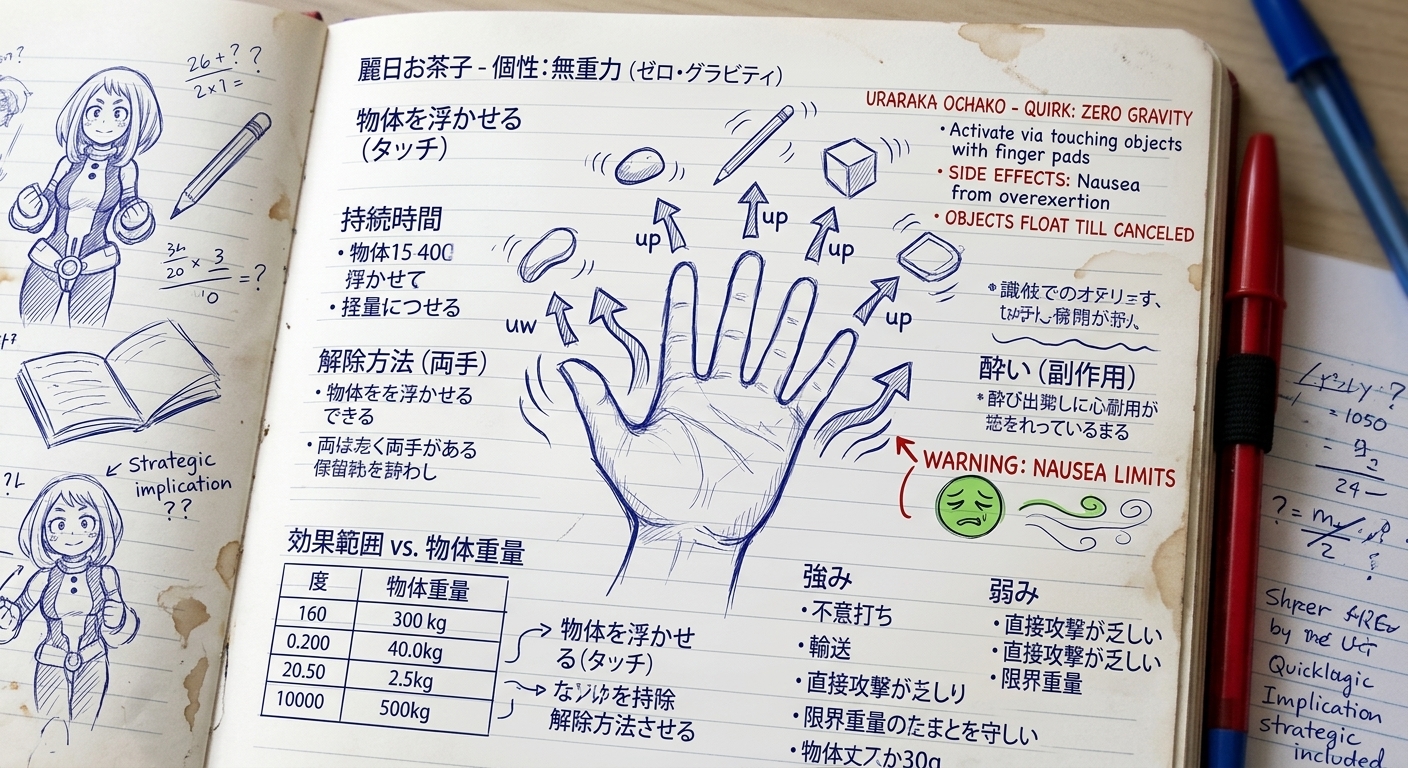 Uraraka Zero Gravity Notebook Entry