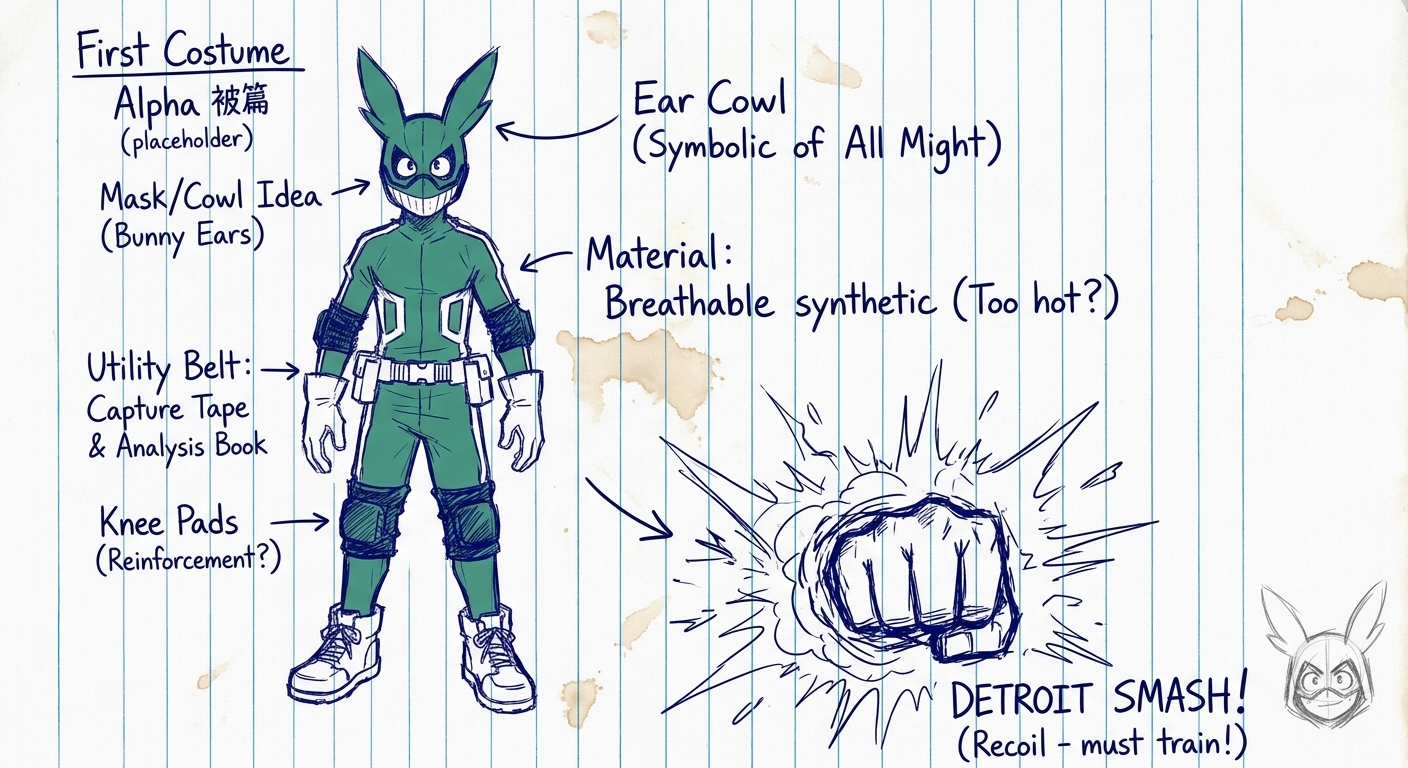 Deku First Hero Costume Alpha Concept Sketch